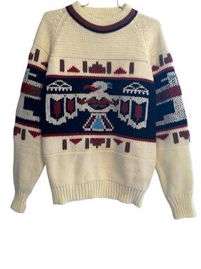 Vintage Thunderbird Sweater Tribal Eagle 60s 70s